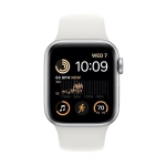 Apple Watch SE Gen 2 44mm (GPS) Silver Aluminum Case with White Sport Band (M/L) (MNTJ3)