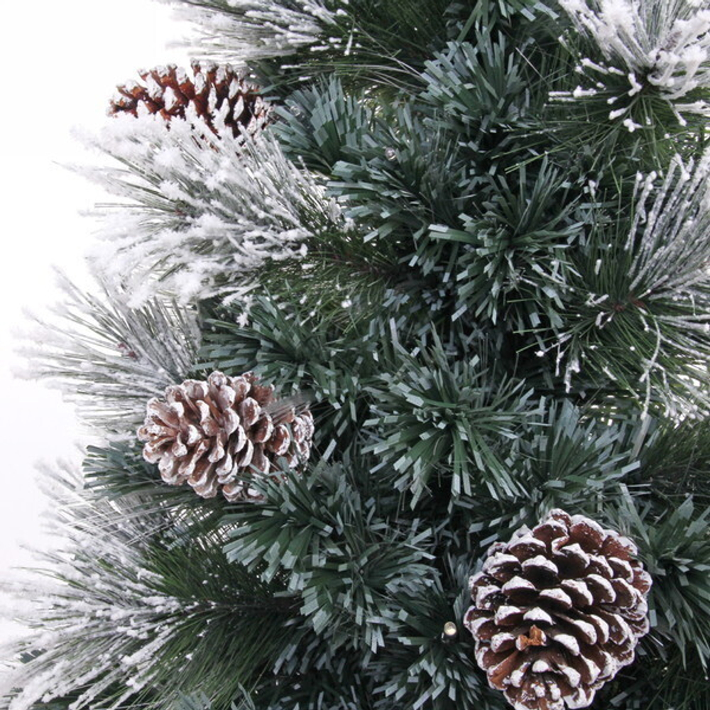 Ёлка светодиодная «Царская» 210 см,ПВХ+леска, шишки, белое напыление, Теплый белый (270 веток) (T2121-210)