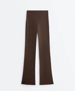 OYSHO Брюки клеш с высокой посадкой Flare Comfortlux High Rise, темно-коричневый