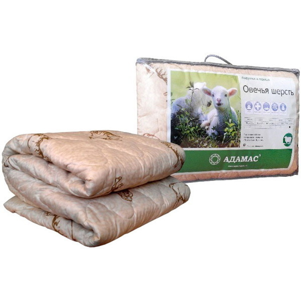 Одеяло 172*205см овечья шерсть п/э Адамас
