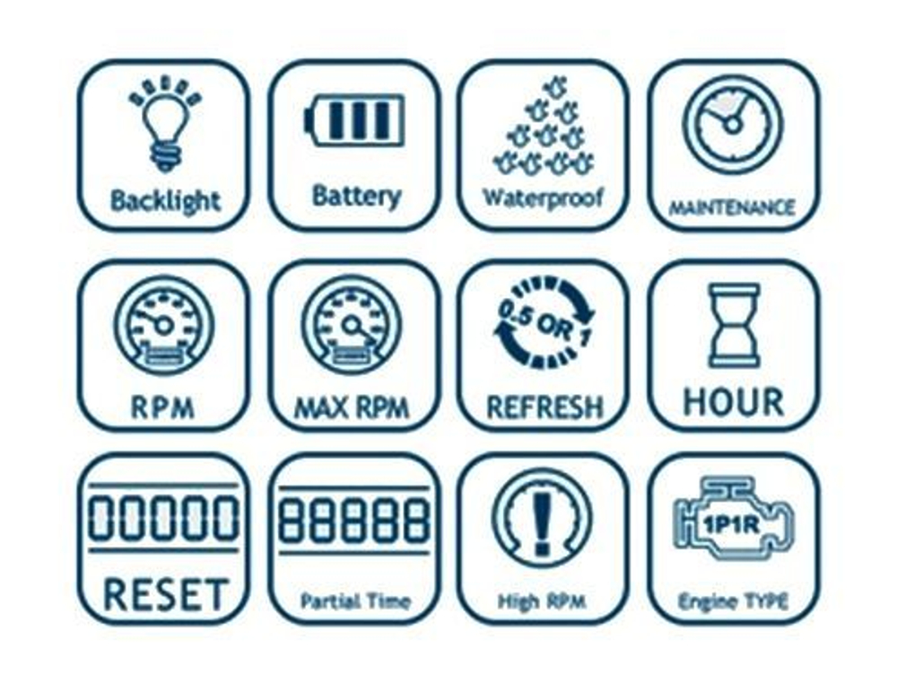 Тахометр цифровой со счет.моточас, смен.батарея