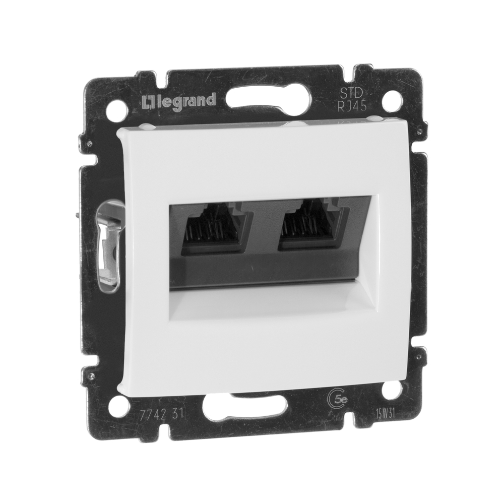Розетка компьютерная двойная RJ45 категория 5e UTP с захватами - белый Valena Classic LEGRAND
