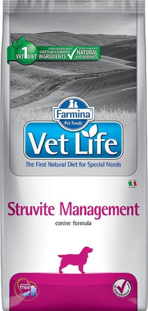 Farmina VetLife 2кг Struvite Management для собак при рецидивах МКБ струвитного типа