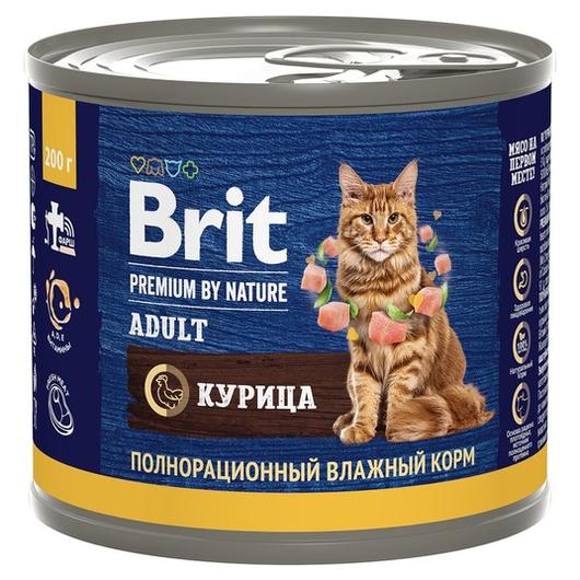 Влажный корм консервы для кошек Брит BRIT PREMIUM BY NATURE с мясом курицы 0,2кг 6 упаковок