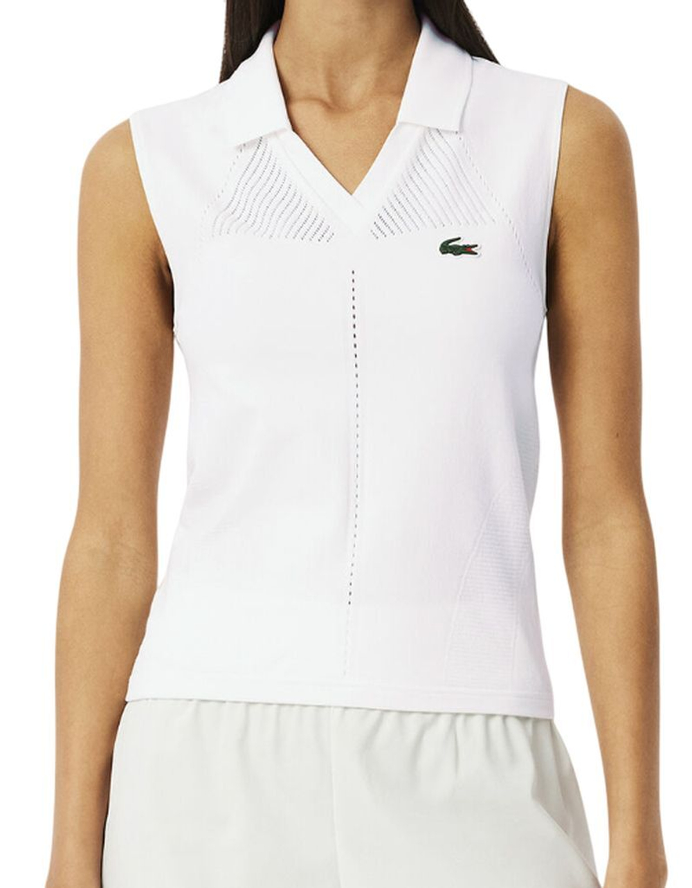 Женское поло Lacoste Women's Sleeveless Stretch Knit Tennis - белый