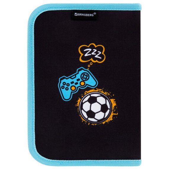 Penal \ Pencil case\ Пенал BRAUBERG с наполнением, 1 отд, 1 откидная планка, 24 предмета, 272353