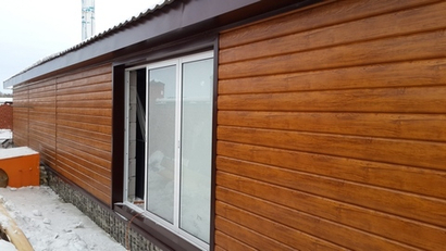 Сайдинг металлический L-брус ECOSTEEL Глянец 0,5мм Мореный дуб