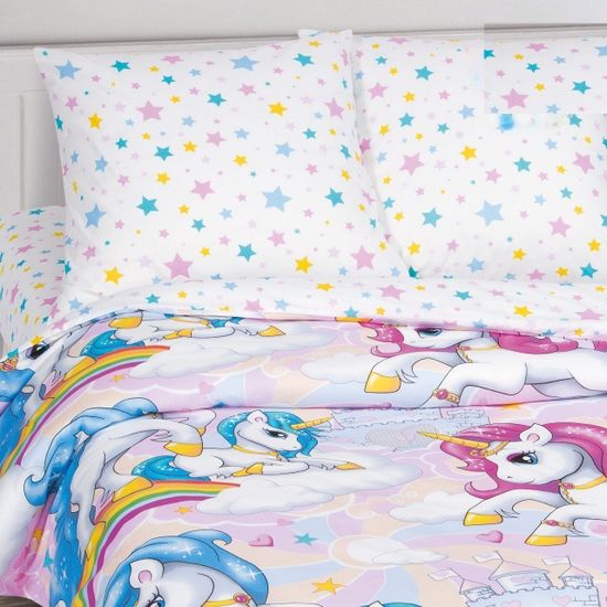 Полуторный комплект детского постельного белья Карусельки поплин