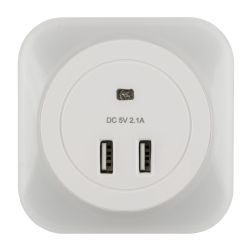 DTL-321 White-Sensor-2USB Светильник ночник с фотосенсором день-ночь. 2USB. Белый. ТМ Uniel