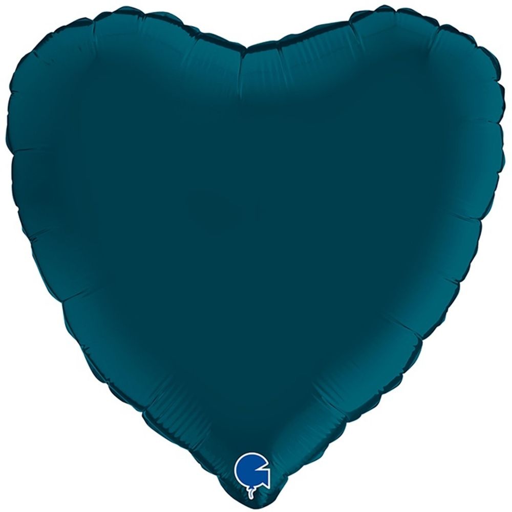 Сердце из фольги с гелием темно-синего цвета