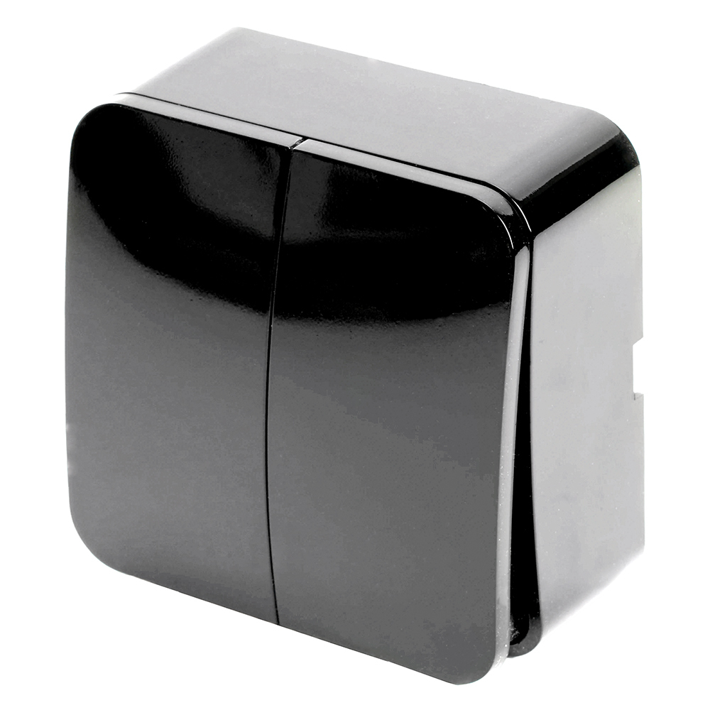 Выключатель открытой установки 2-клавишный, STEKKER, 250В, 10А, IP20, серия София, черный, MSW10-20-02 49293