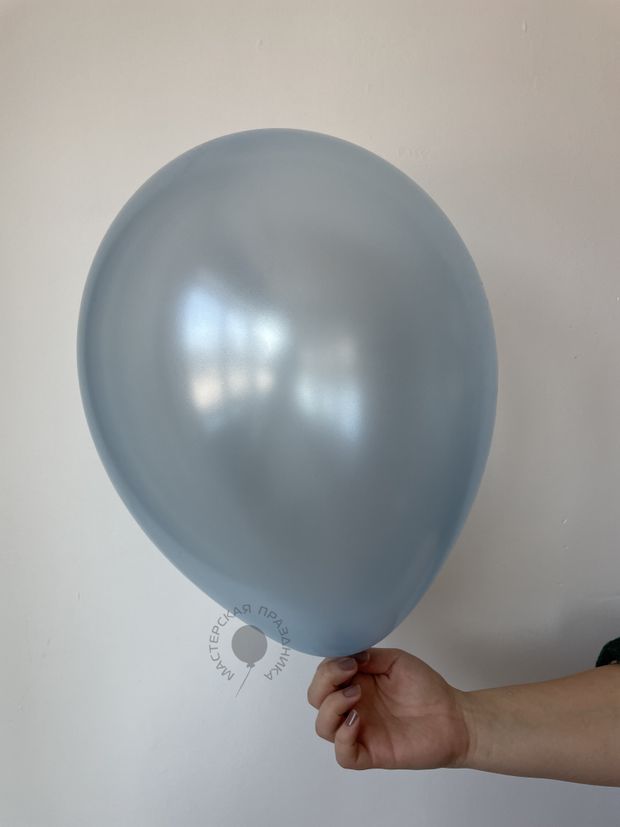 S Шар 12"/30 см, перламутр, голубой/Blue (БГ-17)