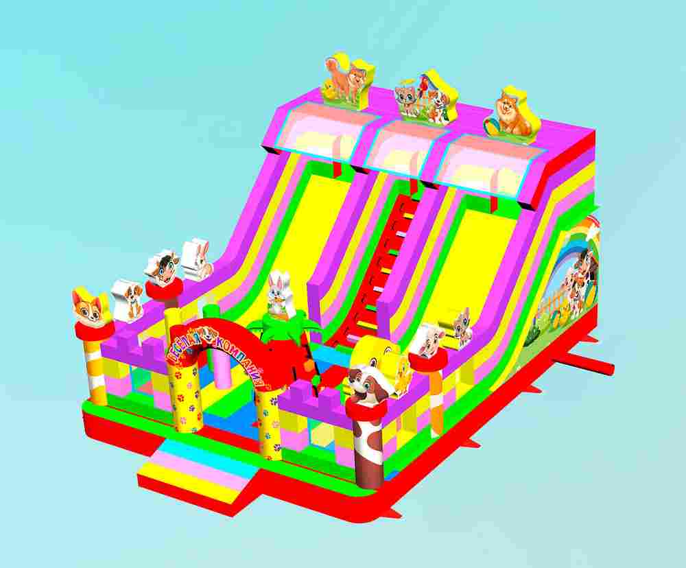 Коммерческий надувной батут «Весёлая компания»,  8*6*5 м.