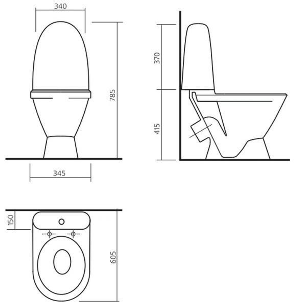 Унитаз-компакт Sanita Виктория  с сидением стандарт схема