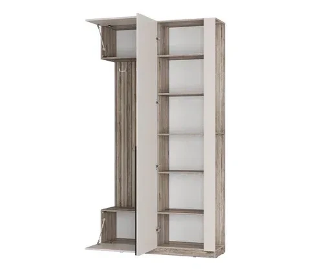 Прихожая фасад - кашемир , корпус дуб смоки, ширина - 120,2, высота - 229,3, глубина - 37,2