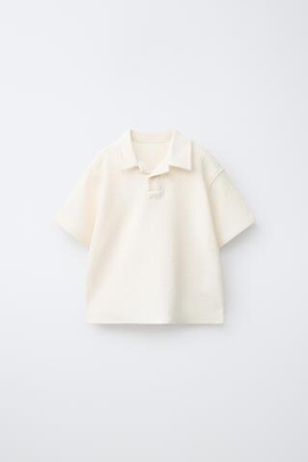 ZARA ОДНОТОННОЕ ТРИКОТАЖНОЕ ПОЛО, ЭКРЮ