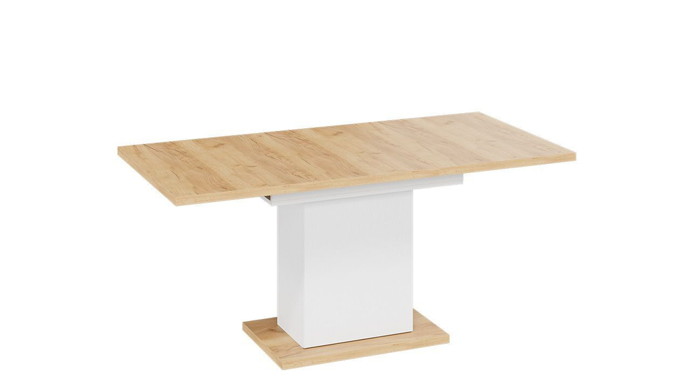 Стол кухонный обеденный раздвижной Белый/Дуб Крафт золотой 120(163)х80х75 см