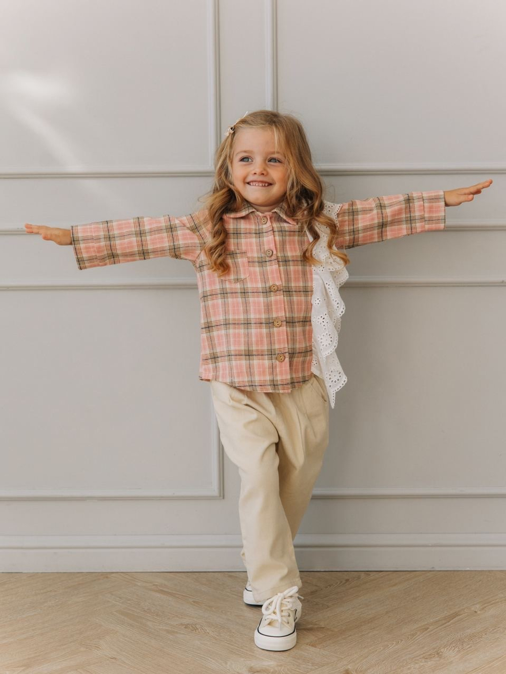 Рубашка с воланом, Розовый