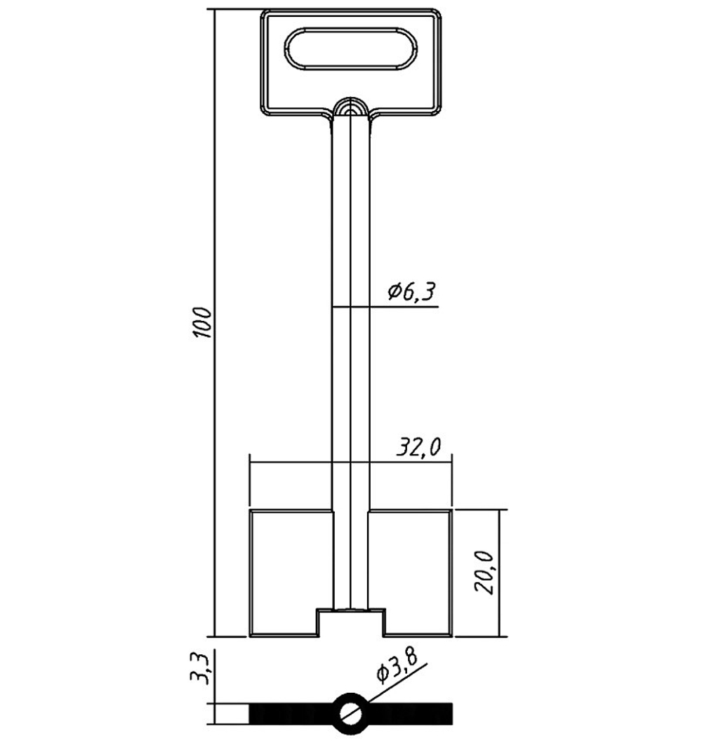 Заготовка сувальдного ключа 10525 DVK4D ДВ-4