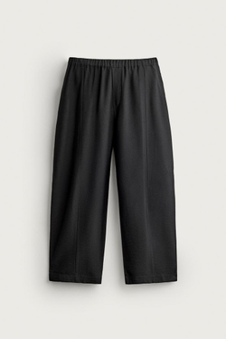 ZARA БРЮКИ-БАЛОНЫ ИЗ СТРУЯЩЕЙСЯ ТКАНИ, ЧЕРНЫЙ