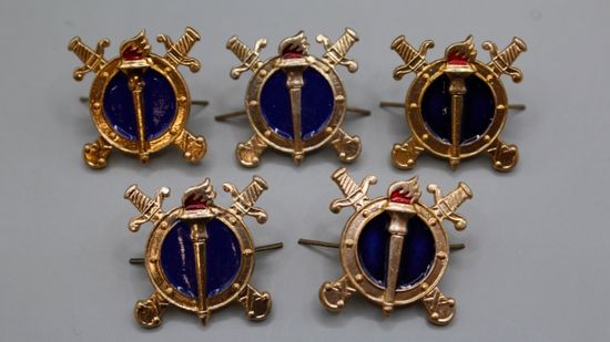 Эмбл. петл. мет. "Юстиция МВД" с эмалью, зол.