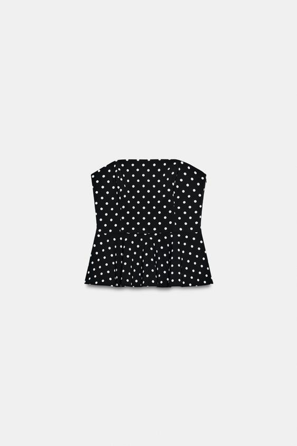 ZARA ТОП С БАСКОЙ И ОТКРЫТЫМИ ПЛЕЧАМИ, ЧЕРНЫЙ/БЕЛЫЙ