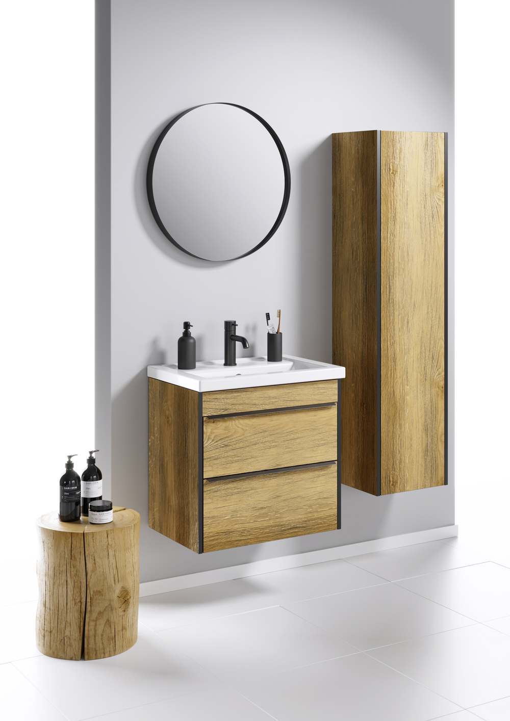 "RM" зеркало в металлической раме, цвет черный, RM0206BLK, ТМ «AQWELLA»