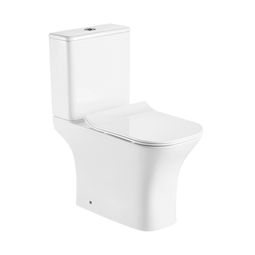 Унитаз-компакт безободковый Azario Fretta Square AZ-1215 + AZ-1216 с крышкой-сиденьем микролифт, белый