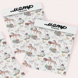 Ткань барби акварельные домашние животные