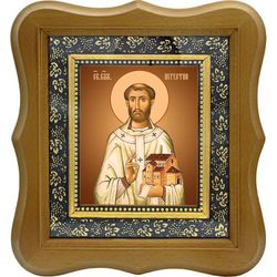 Августин Аврелий, Блаженный, Иппонийский, епископ. Икона на холсте. В киоте 10 х 12 см.