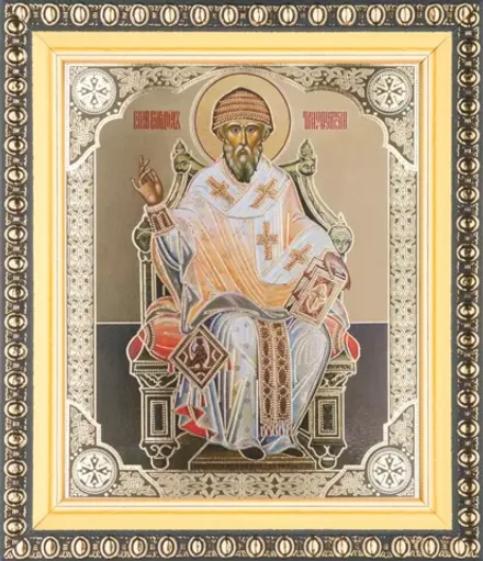 Икона "Спиридон Тримифунтский" 10х12 в раме 13х15