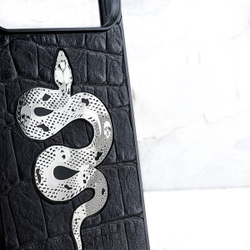 Модный чехол для iPhone из натуральной кожи со змеей - Euphoria HM Premium - ювелирный сплав