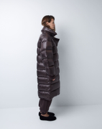 Пуховик двубортный темный шоколад