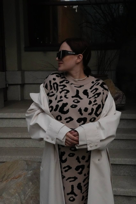 Платье трикотаж лео беж