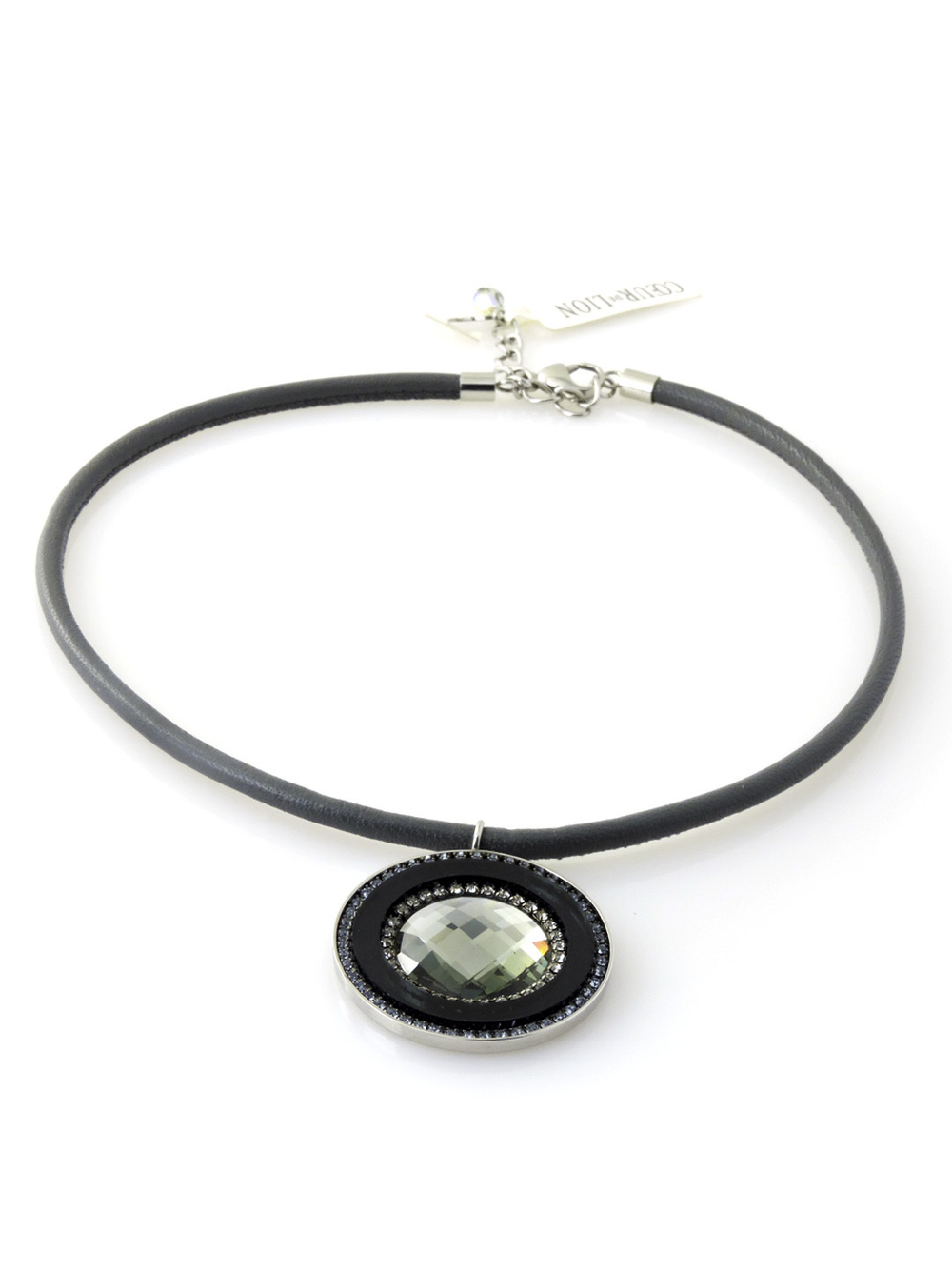 4301 Coeur de Lion кожаное колье с крупным кристаллом Сваровски - Parfum.cash