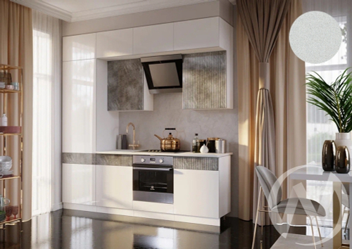 Кухня Оливия NEW 2;4м (белый/белый глянец холодный; мрамор глянец/антарес)