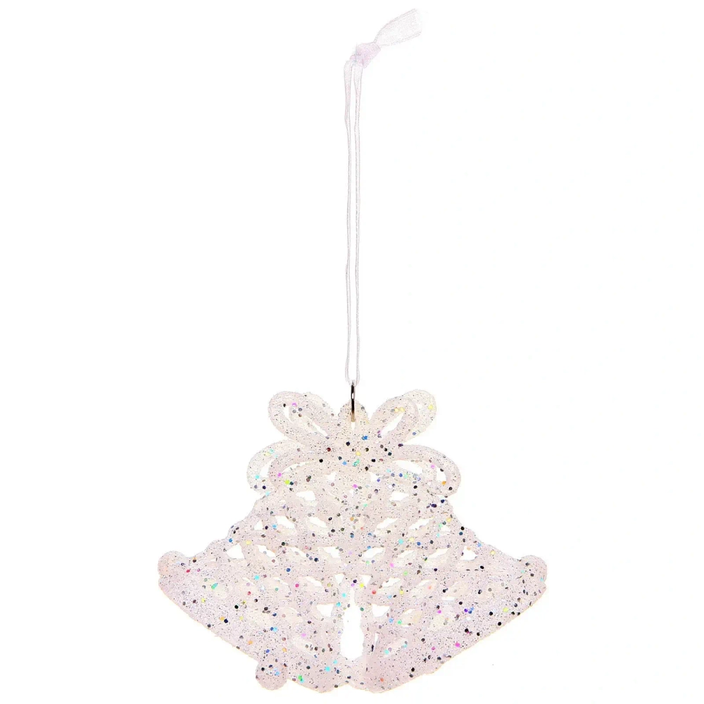 Подвеска «Колокольчики ажурные» 10 см, белый блеск