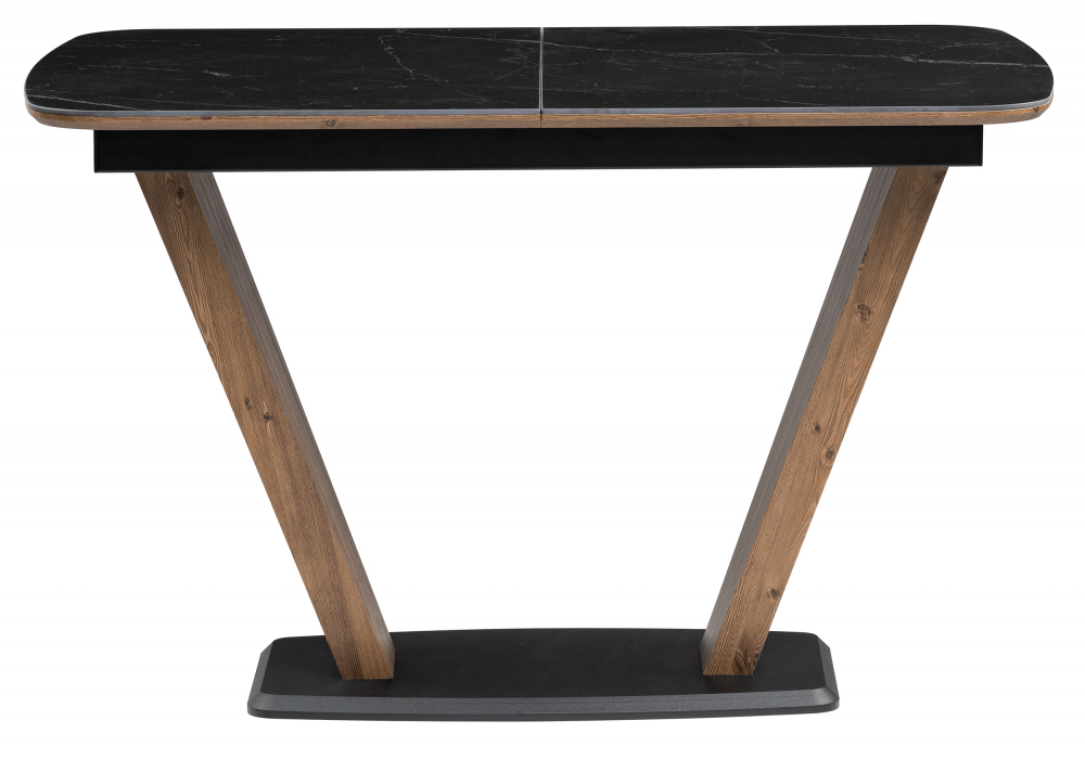 Керамический стол Woodville Петир 120(160)х80х75 черный мрамор, орех, черный