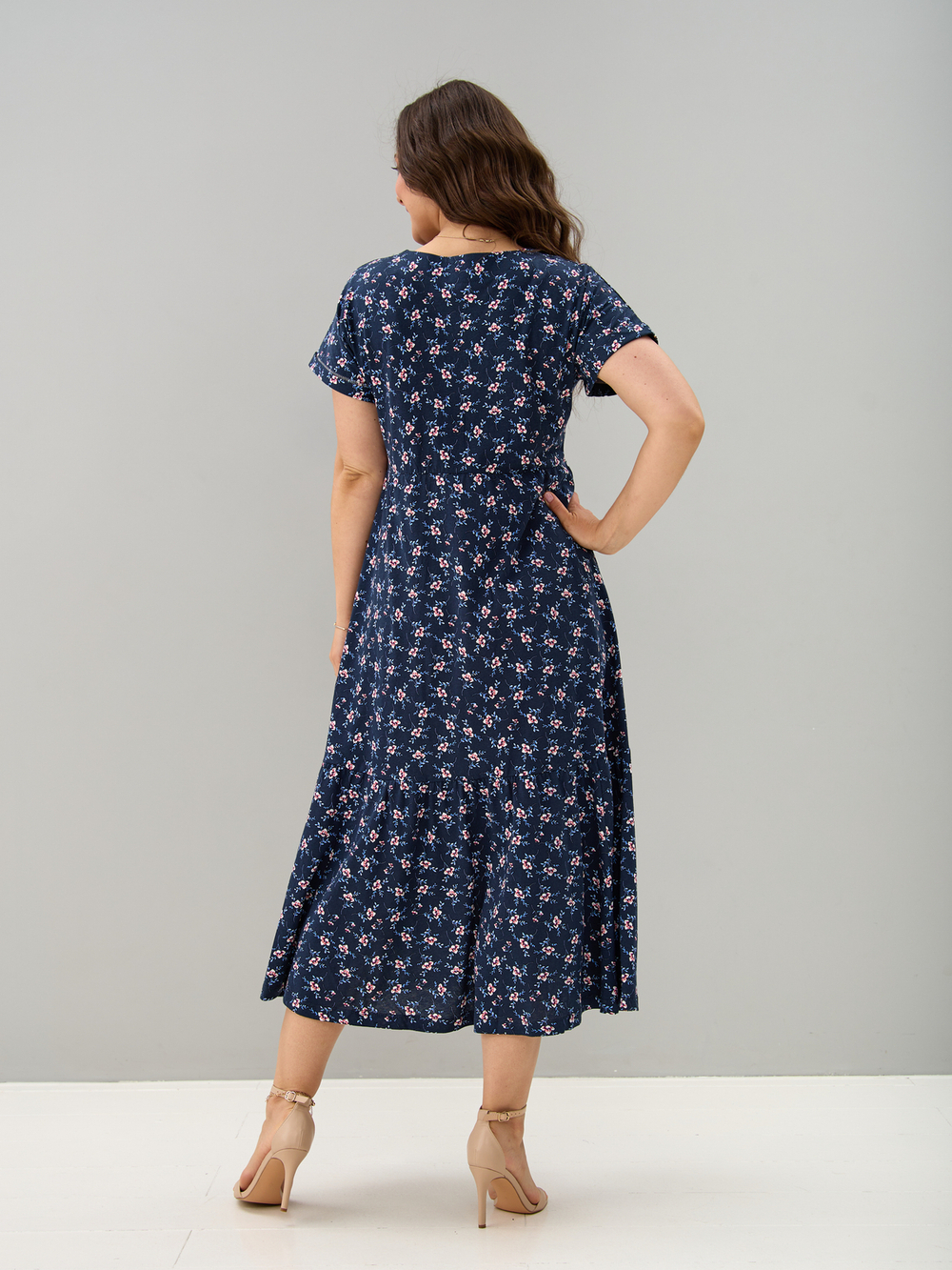 Платье П-032/синий-цветыветочка