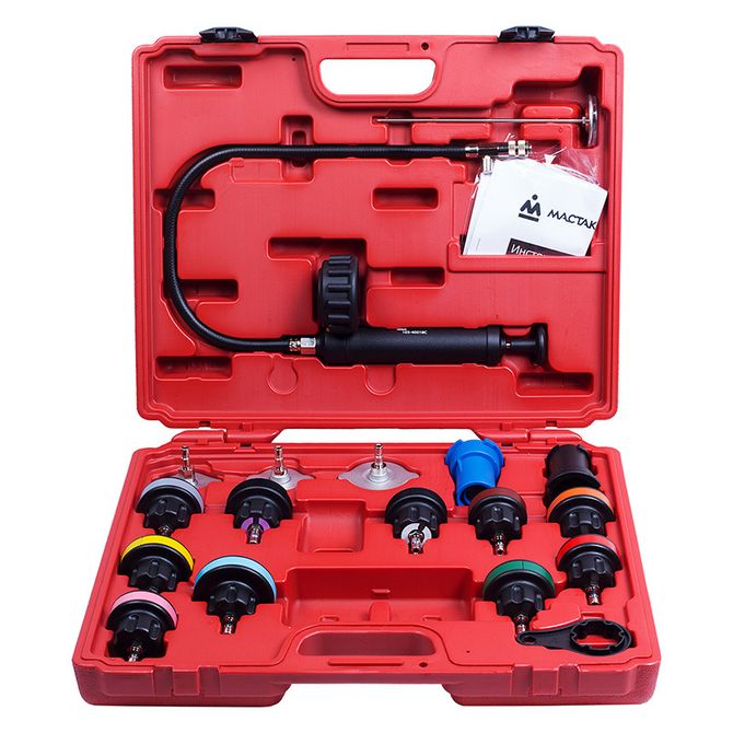 МАСТАК (103-40018C) Набор для тестирования герметичности системы охлаждения, кейс, 18 предметов