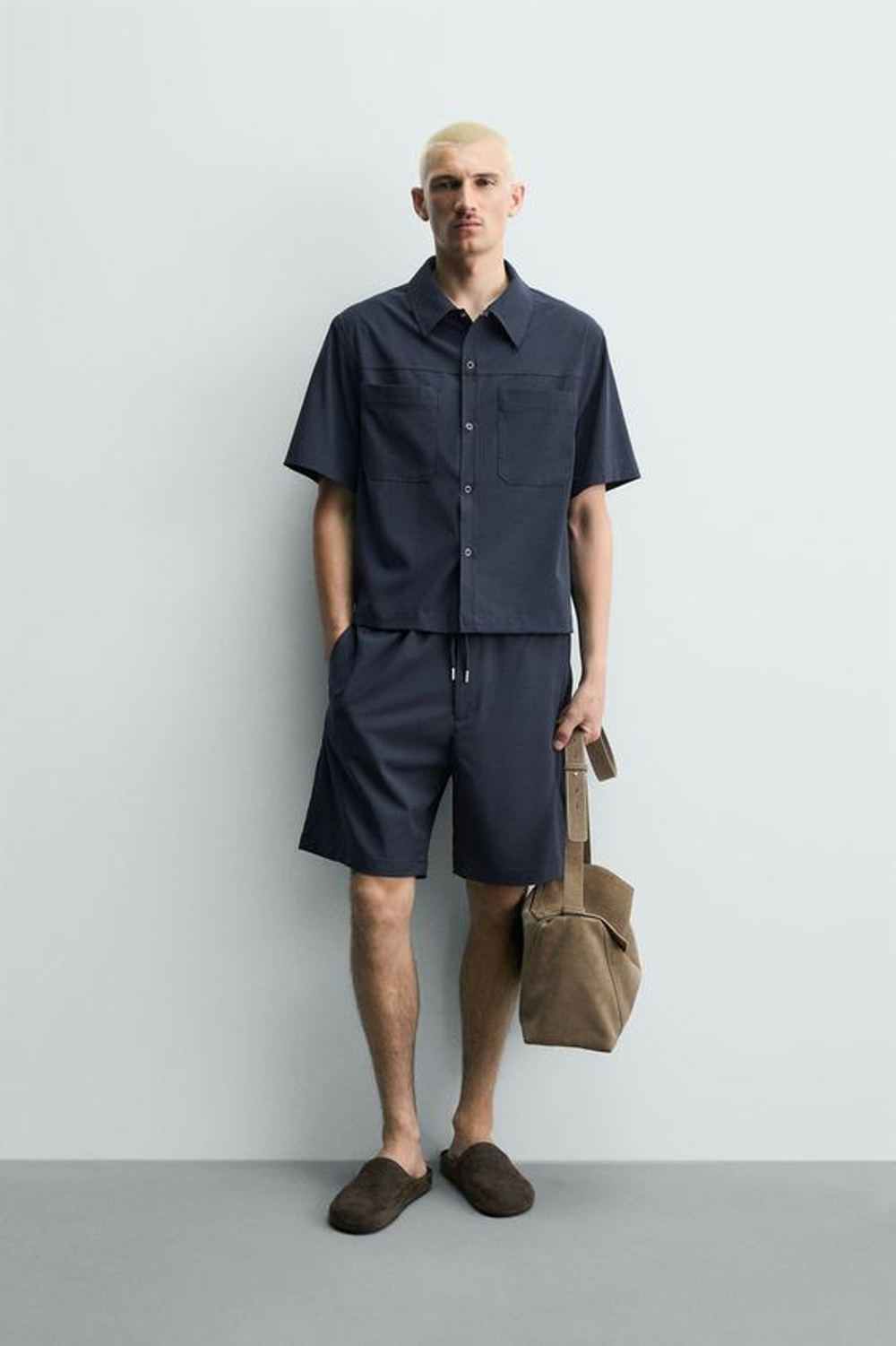 ZARA ТЕХНИЧЕСКИЕ ШОРТЫ RELAXED FIT, СИНИЙ