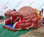 Коммерческий надувной батут "Драконье логово", 16*7*8 м с крышей