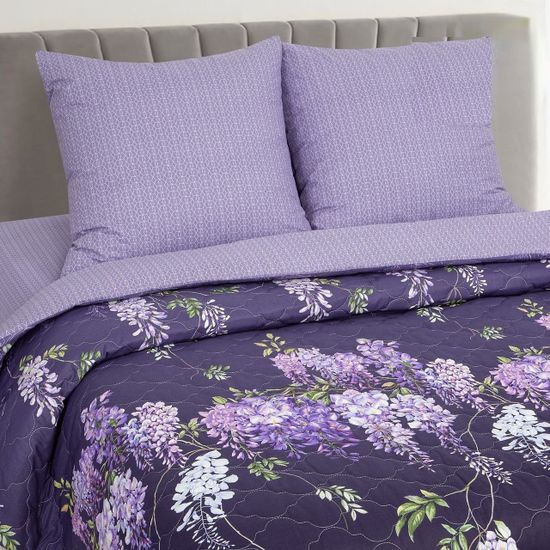 Двуспальный с европростынёй комплект постельного белья Глициния поплин Зима-Лето