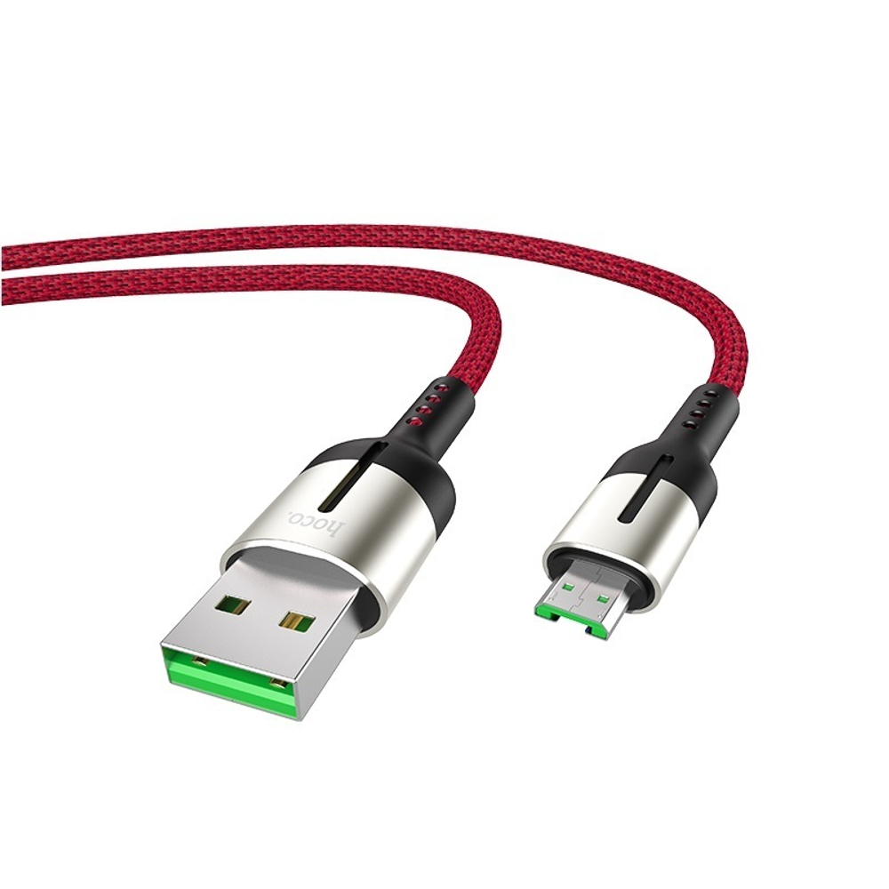 Кабель HOCO U68 USB (m)-microUSB (m) 1.2м 4.0A ткань красный (1/20/200)