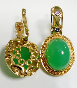 Серьги Эстерелла золото 750, хризопраз