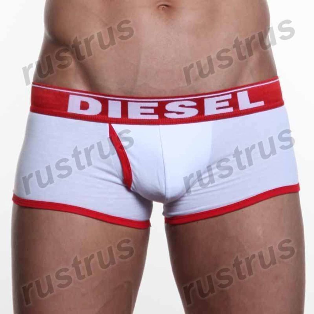 Мужские трусы хипсы белые с красной резинкой DIESEL DIS0054