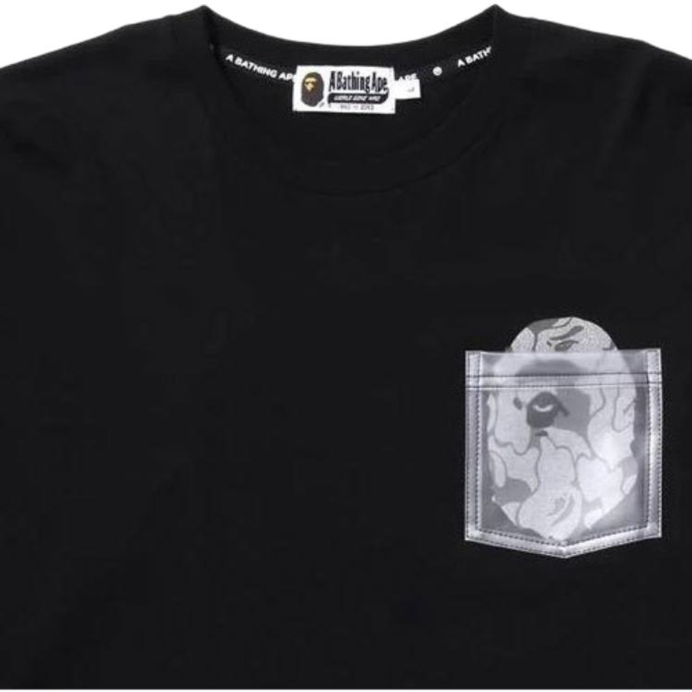 A Bathing Ape Reflective Solid Camo Ape Head Relaxed Fit Pocket L S Tee