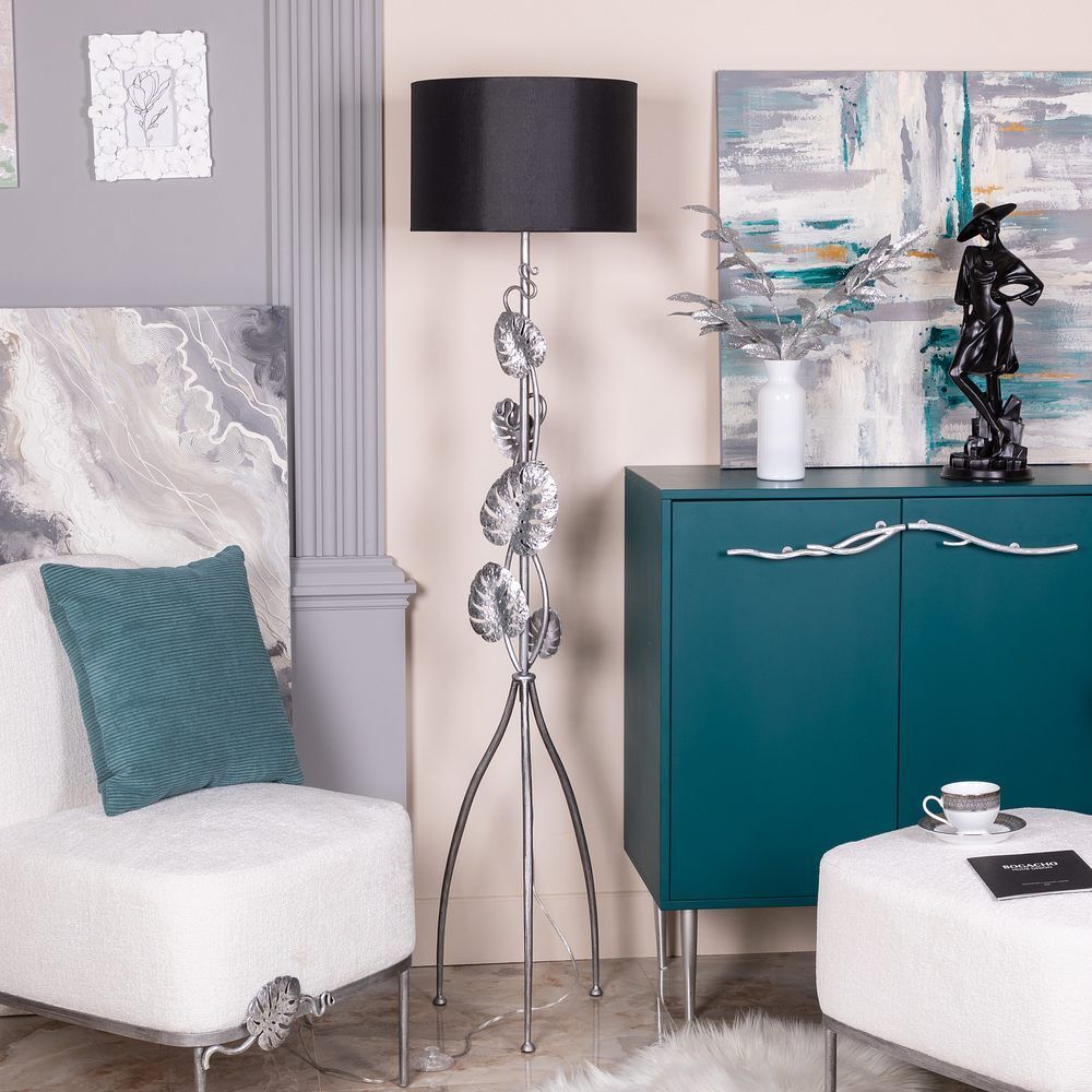 Светильник напольный торшер Monstera Deliciosa (Монстера) с абажуром Винтаж-2 Черный