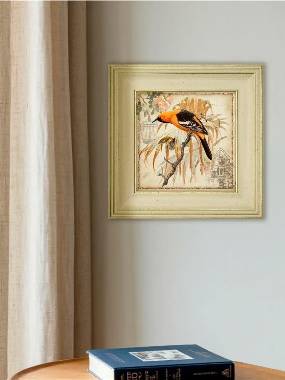 Картина интерьерная на холсте в раме "Птички" 30*30 см