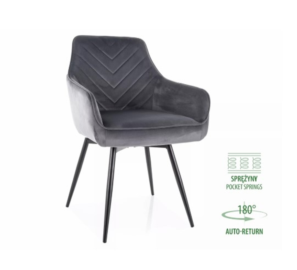Стул SIGNAL SERVIO Velvet Bluvel 14 серый/черный, поворотный